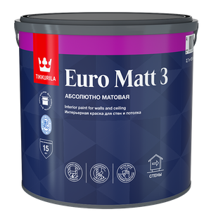 Краска интерьерная Tikkurila Euro White глубокоматовая белая 2,7 л