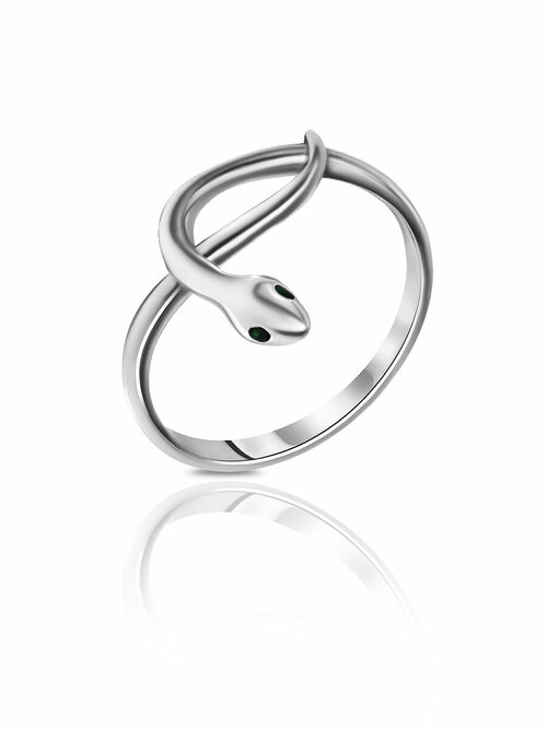 Перстень SKAZKA Natali Romanovoi змея, серебро, 925 проба, родирование, фианит, размер 16, серебряный