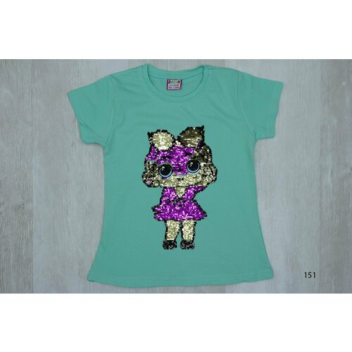 фото Футболка basak, размер 122, бирюзовый