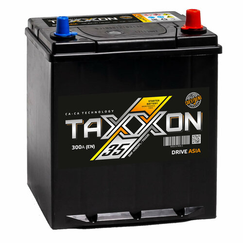 Аккумулятор автомобильный TAXXON DRIVE ASIA 35R 300А обр. пол. 35 Ач тонкие клеммы (701035)