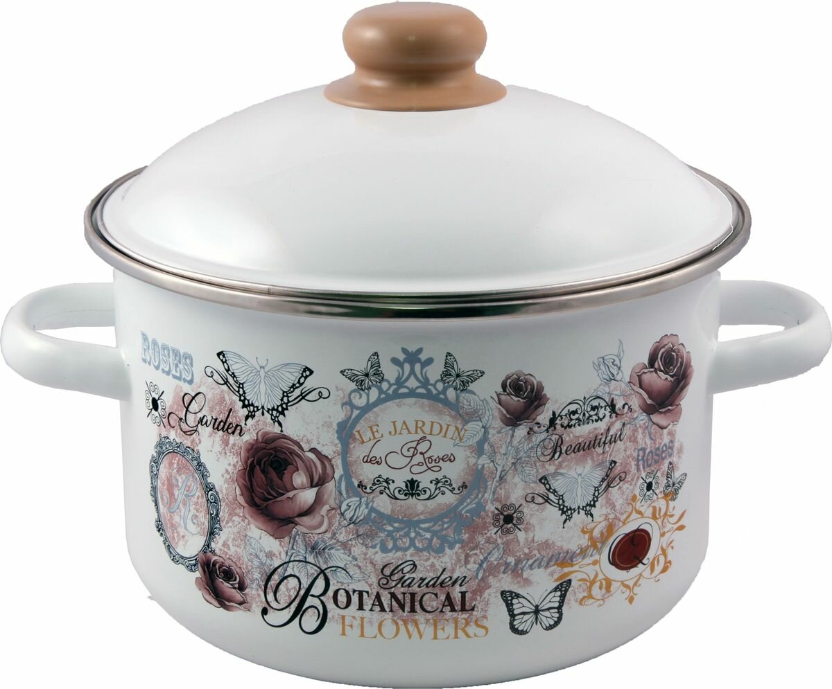 Кастрюля Appetite Roses 5.5л 1RD221М, белый