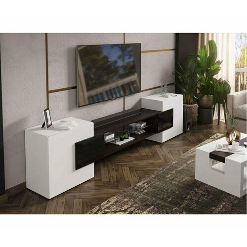 ТВ-тумба ЛайфМебель Лисмор белый черный глянец 16630₽