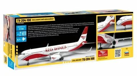 Сборная модель ZVEZDA Пассажирскийажирский авиалайнер Ту-204-100 масштаб 1:144 — фото 1