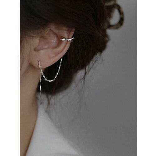 фото Серьги каффы, стекло, искусственный камень zilaya glam