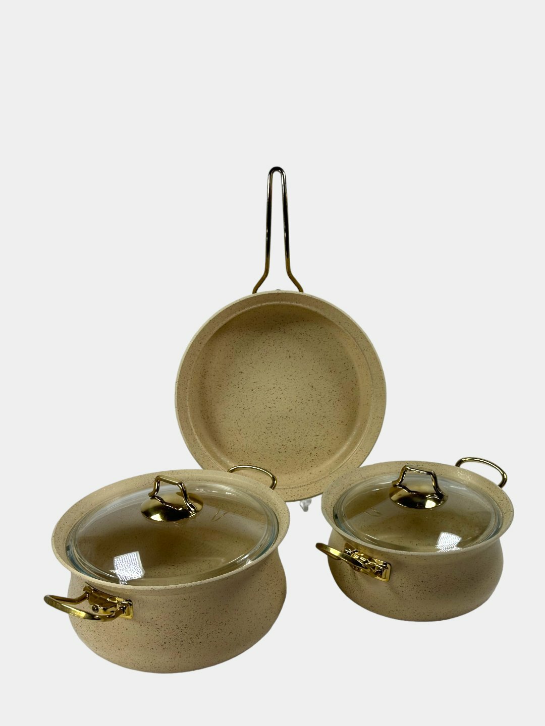 Гранитный набор OMS Collection 3045, алюминий, 9 шт, бежевый — фото 1