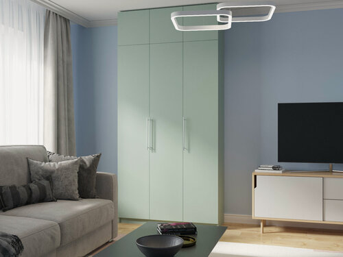 Изображение товара Шкаф распашной Калифорния-3 с антресолью Пастельный Зеленый для одежды трехдверный 130*200*60