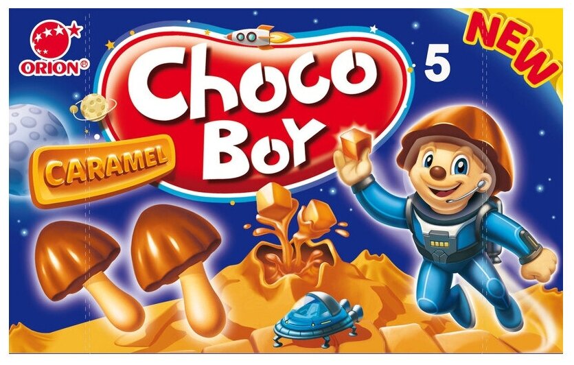 Печенье бисквитное Choco Boy Orion с карамелью, в картонной коробке, 45 г
