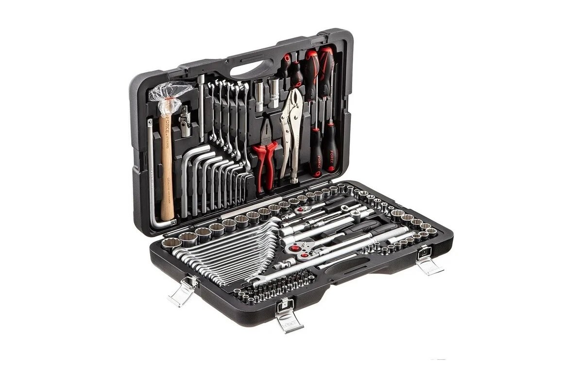 FORCE Набор инструмента 1/4"&3/8"&1/2" 12-гран. головки 4-32 мм, E4-E20, 142 пр F-41421R-9