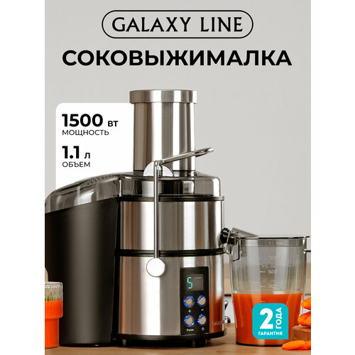 Соковыжималка Galaxy Line GL0808, мощность 1500Вт, 5 скоростей, нержавеющая сталь