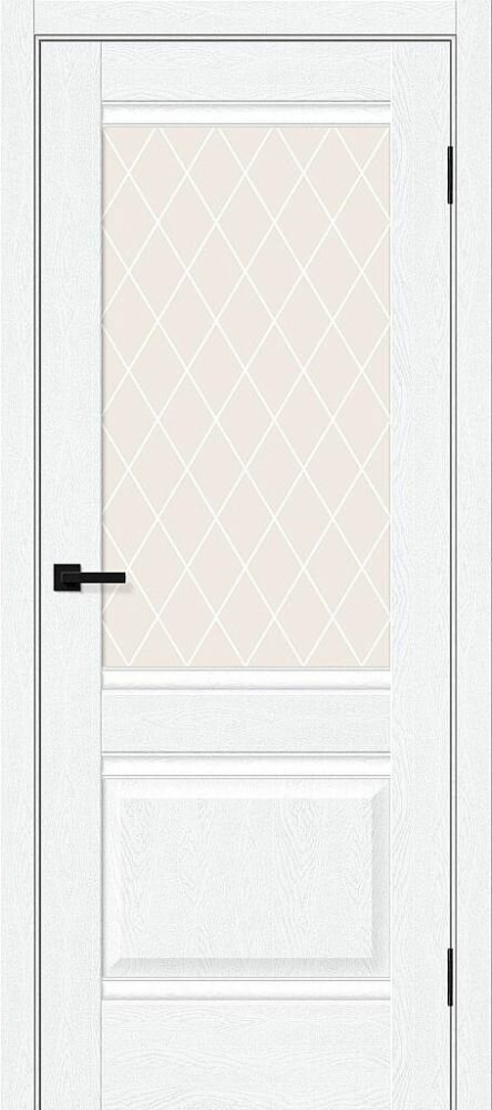 Межкомнатная Дверь ПЭТ Bravo Прима-3 White Silkwood / White Сrystal 900х2000мм (полотно 1шт) / Браво.
