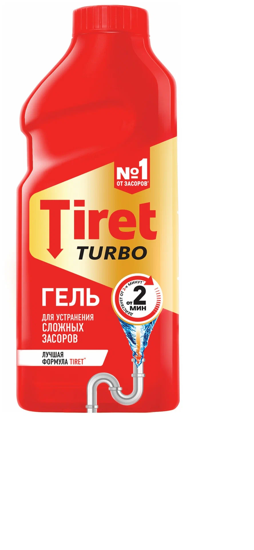 Средство для прочистки труб от засоров и профилактики засоров гель Tiret гель Turbo  500 мл