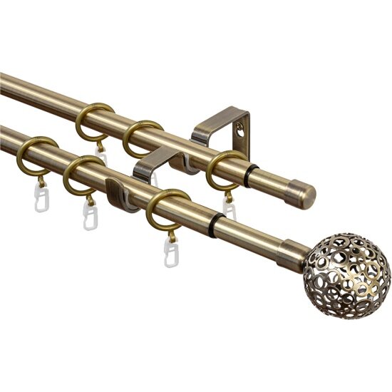 Карниз металлический раздвижной LM Decor Ажур 16/19 мм 16-30м 2-х рядный антик