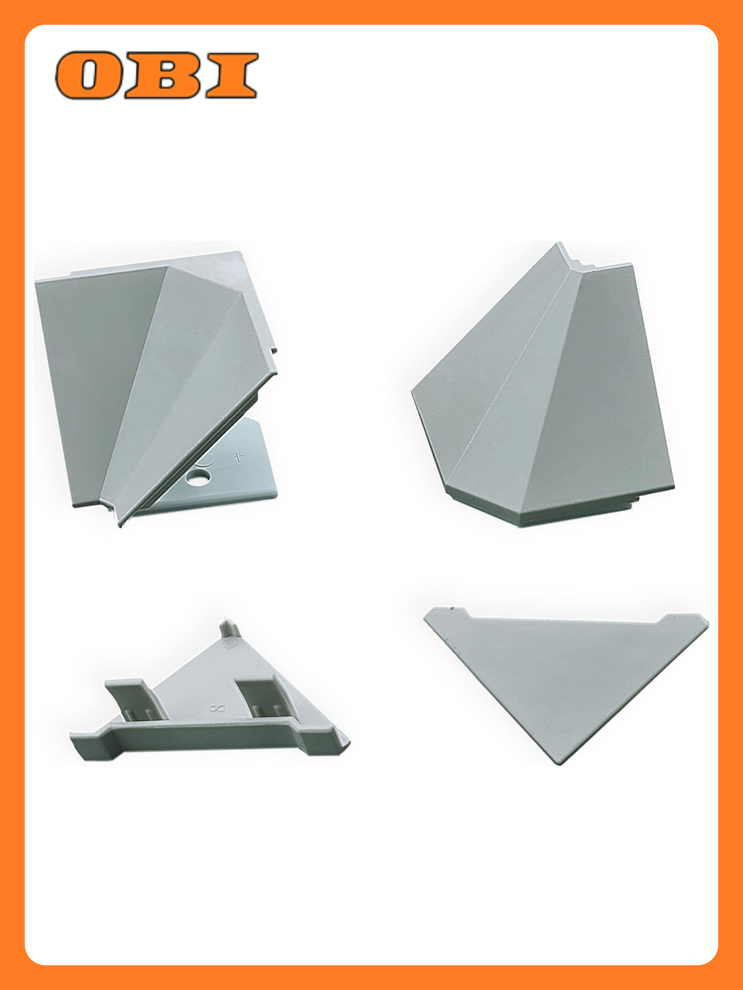 Комплект заглушек для плинтуса пластик матовый серый 4 шт.