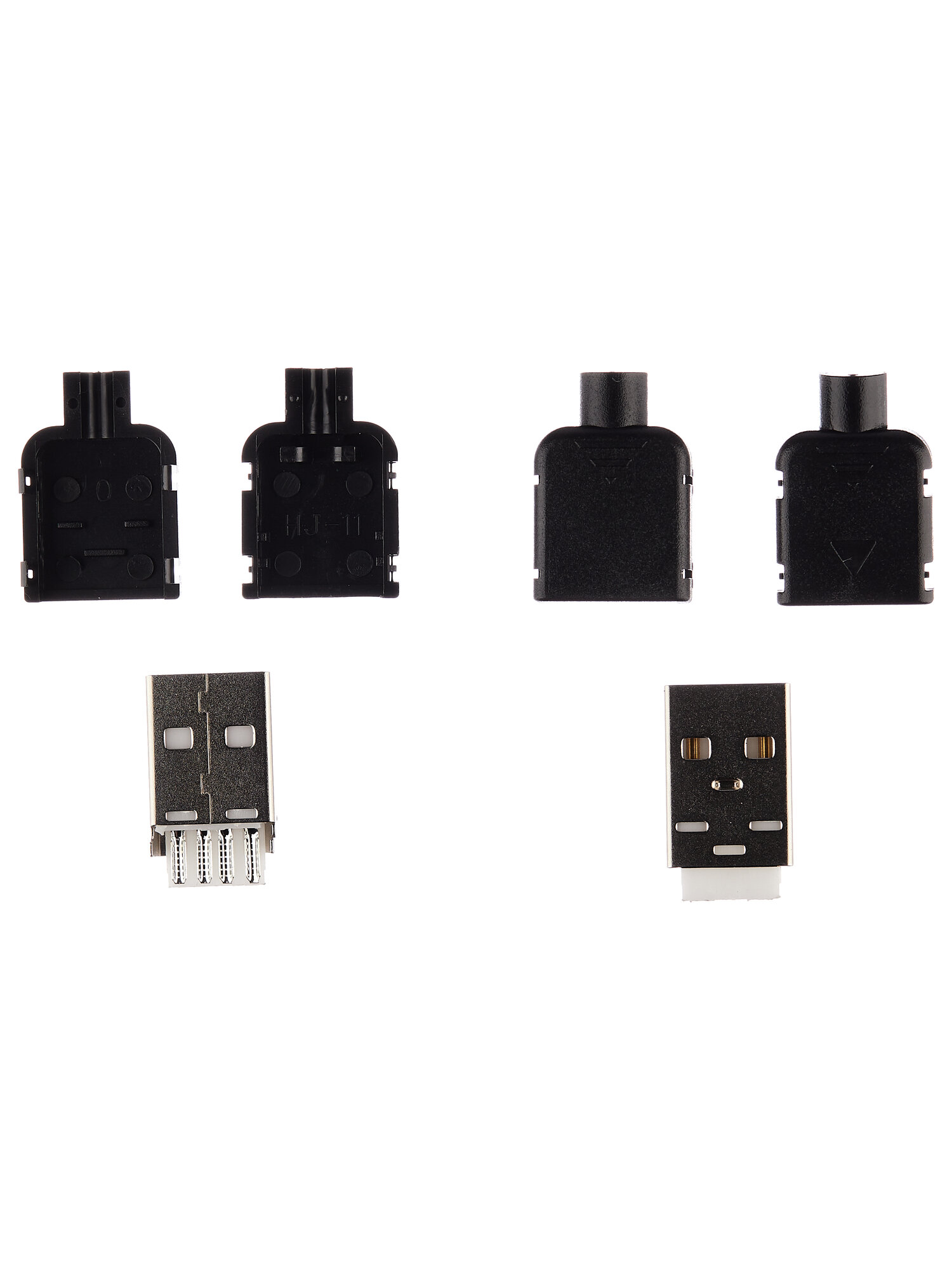 Разъем USB A штекер разборный 2 штуки на кабель в корпусе с 2 замками — фото 1