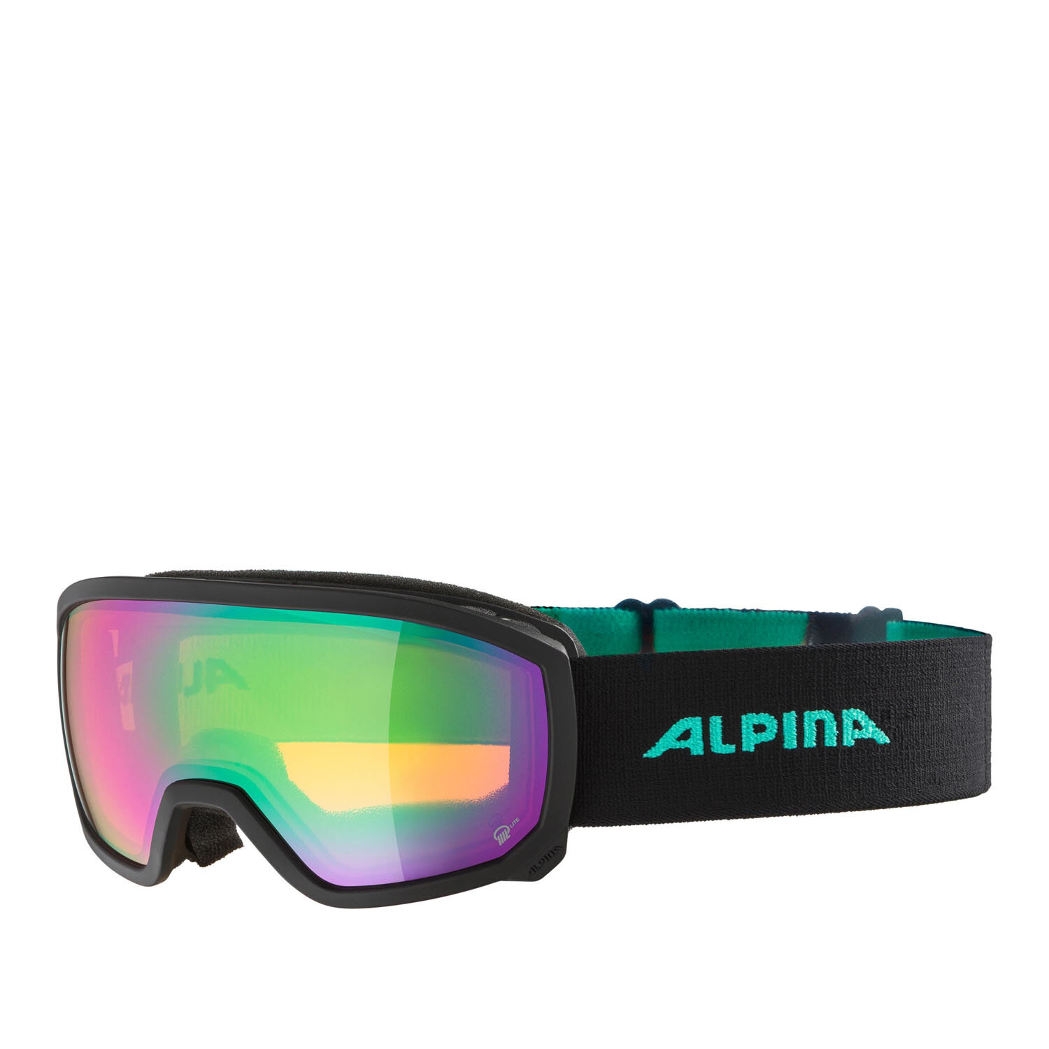 Очки горнолыжные ALPINA Scarabeo Jr. Q-Lite Black-Aqua Matt/Q-Lite Green Sph. S2