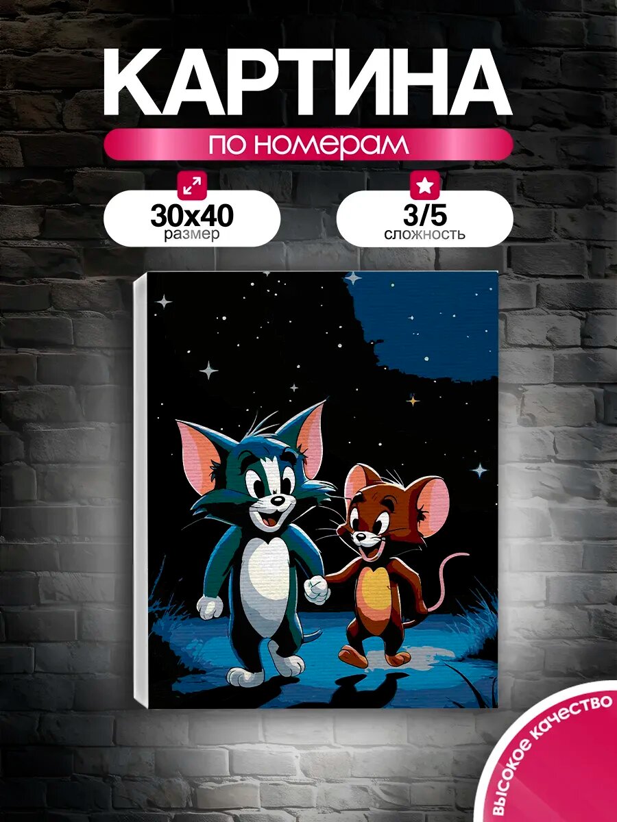 Картина по номерам 30x40 Том и Джерри