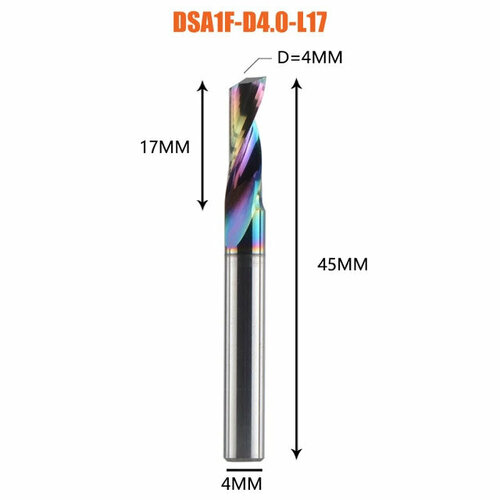 Dreanique однозаходная фреза по алюминию (4x17x50x4 покрытие DLC) DSA1F-D4.0-L17 39685