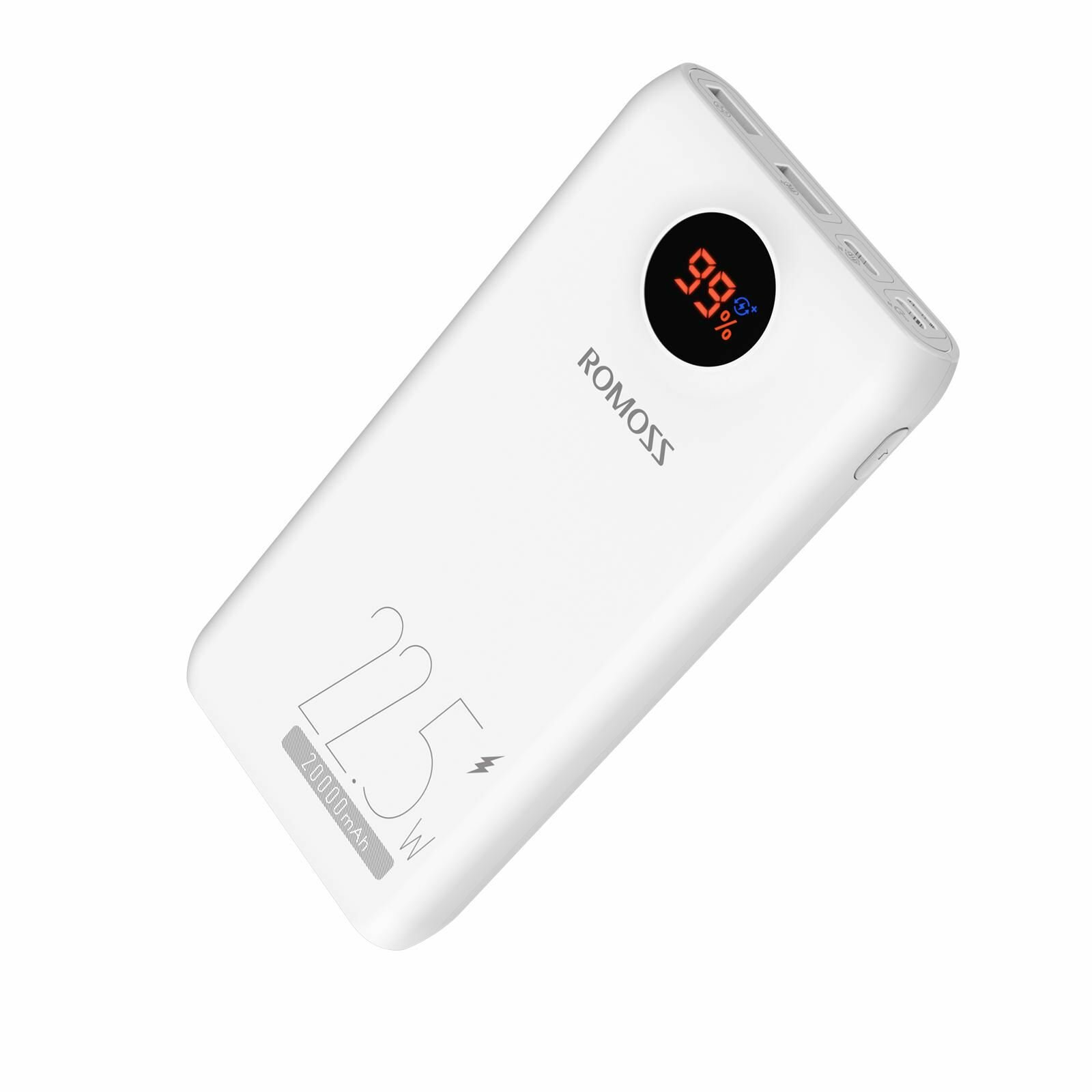 Внешний аккумулятор (Power Bank) Romoss SW20PF 20000 mAh быстрая зарядка 22.5W LED дисплей (Белый)