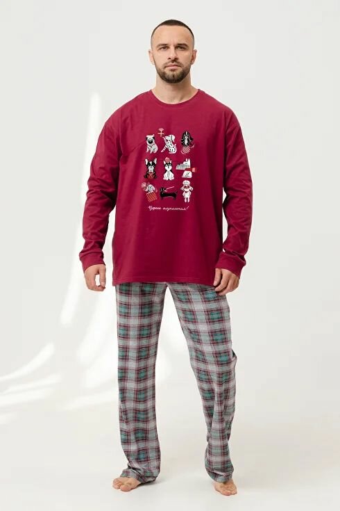 пижама мужская, пижама новогодняя, пижама твое, бордовый - фотография № 2