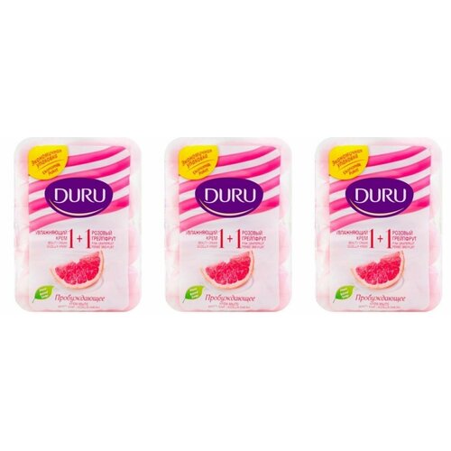 Duru Крем-мыло туалетное Soft Sensations 1+1 Розовый грейпфрут тропический экстракт, 4 шт по 80 г в уп, 3 уп