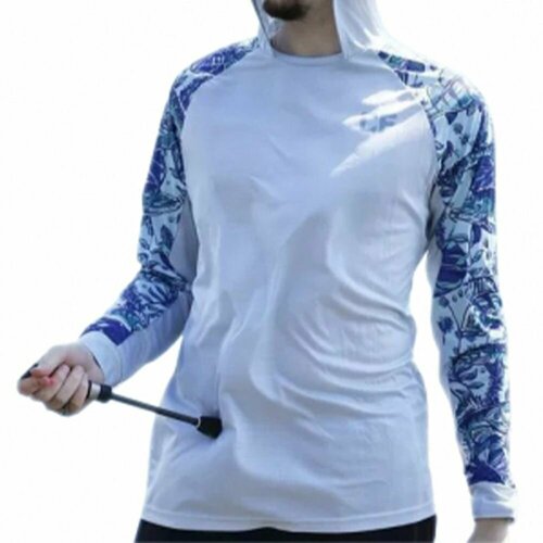 фото Худи crazy fish, размер 4xl, белый, синий