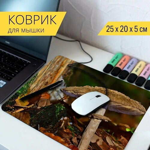 Коврик для мыши с принтом Природа, лес, зонтик 25x20см. коврик для мыши с принтом рысь лес природа 25x20см