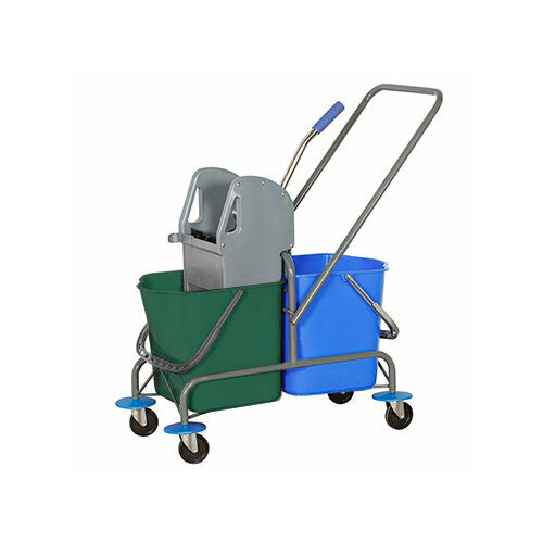 Двухведерная уборочная тележка зеленое ведро