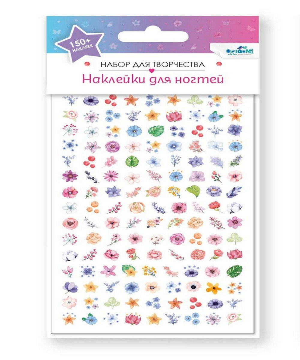 Набор детских наклеек для ногтей Цветочки ОРИГАМИ - фото №2