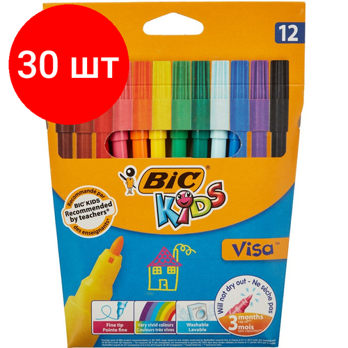 Комплект 30 упаковок, Фломастеры 12цв, Bic, 888695