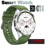 Смарт часы HD GT4 Умные PREMIUM Series Smart Watch AMOLED, iOS, Android, 2 ремешка, Bluetooth звонки, Уведомления, Черный - изображение