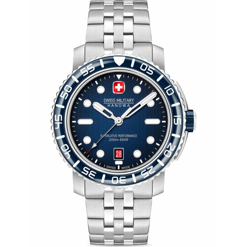 фото Наручные часы swiss military hanowa aqua smwgh0001703, синий, серебряный