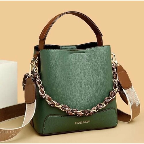 фото Сумка мессенджер , фактура гладкая, зеленый нет бренда