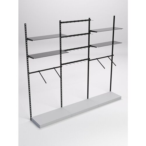 Настенная система с подиумами тонир полками для одежды и под крючки LOFT 5-1 Серый 270 x 45 x 240 см 20643₽