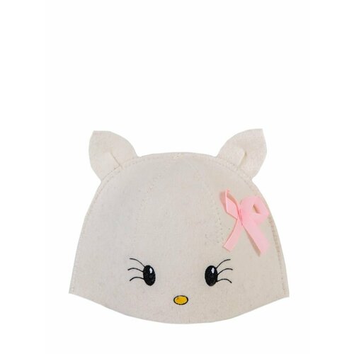 Шапка банная детская с вышивкой Китти из белого фетра 699₽