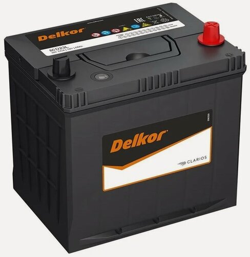 Изображение товара Аккумулятор автомобильный Delkor 80D23L 70 А/ч 600 А обр. пол. Азия авто (229х172х225) с бортиком