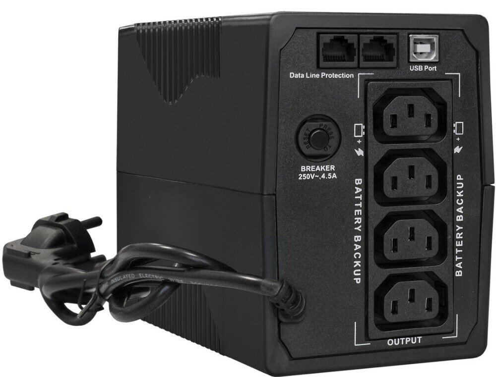 Источник бесперебойного питания Exegate EP285472RUS 850VA/480W, LED, AVR,4*IEC-C13, RJ45/11, USB, black - фото №2