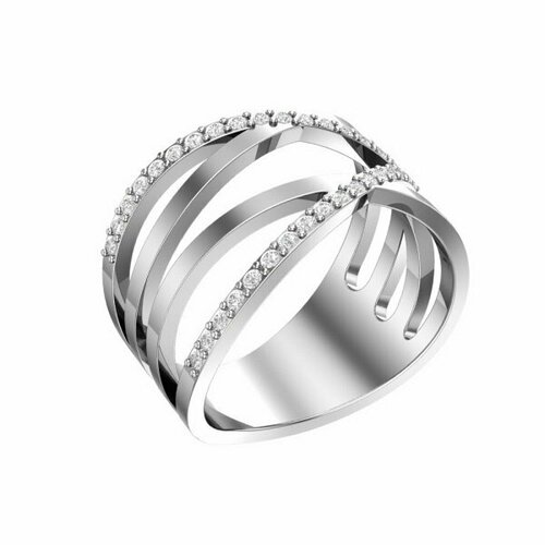 Кольцо POKROVSKY, серебро, 925 проба, фианит, размер 13.5, белый