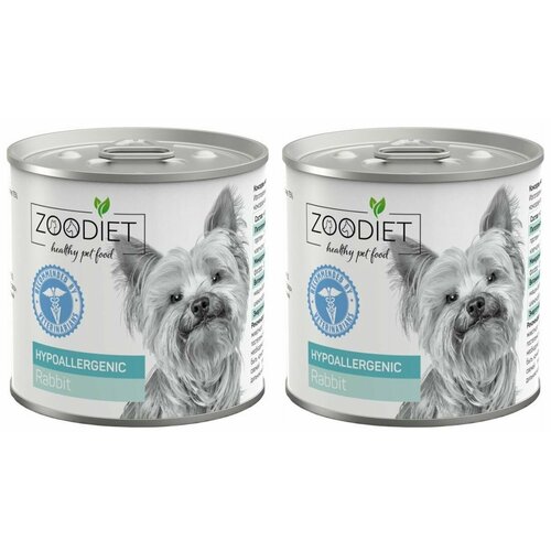 ZOODIET Влажный корм для взрослых собак склонных к аллергии Hypoallergenic Rabbit, с кроликом, 240 г, 2 шт