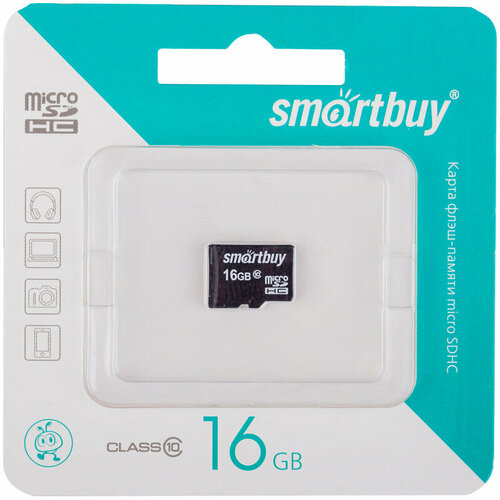 MicroSDHC 16GB Smart Buy Сlass 10 (без адаптера)