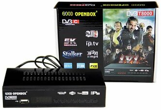 Цифровой ресивер / OPENBOX DVB-T8000 / Эфирная DVB-T2/C ТВ приставка / Бесплатное ТВ / TV Тюнер / Медиаплеер