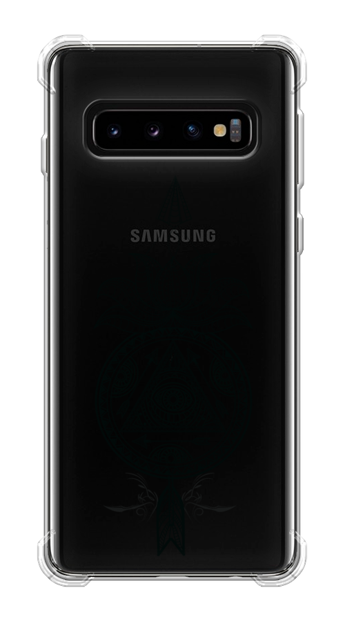 Противоударный силиконовый чехол на Samsung Galaxy S10 / Самсунг Галакси S10 с рисунком Талисман арт черный