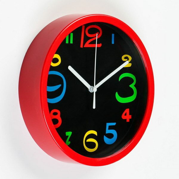 Часы настенные "Цветные цифры", d-20 см, дискретный ход