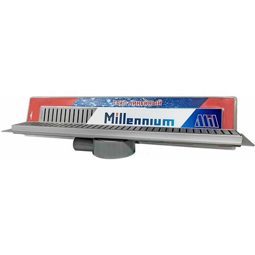 Душевой лоток Millennium TLN1005-360 50 см (решётка STICK 10) поворотный сифон. Нержавеющая сталь. Сухой и гидрозатвором