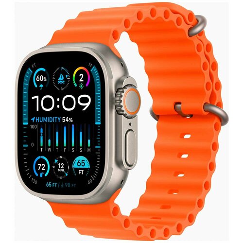 Смарт-часы Apple Watch Ultra 2 (A2987) 49мм, титан Ocean band, оранжевый, O/S (MRF83ZA/A)