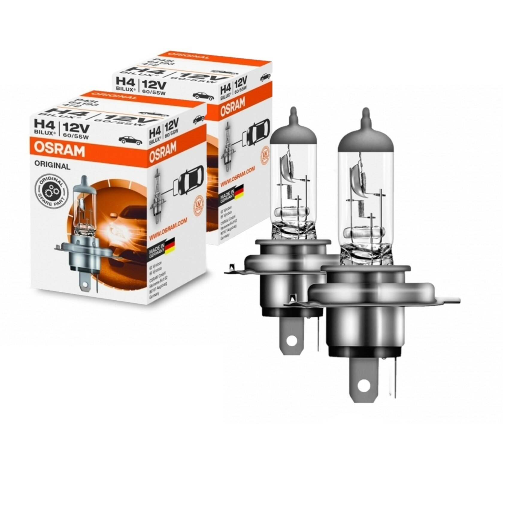 Комплект галогенных ламп Osram H4 (60/55W 12V) Original Line 2шт