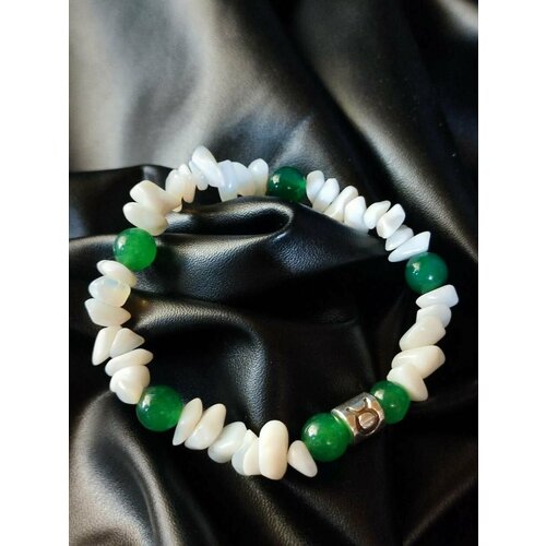 фото Браслет, хризопраз, белый hrustalek