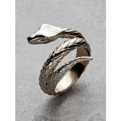 Кольцо обручальное ANTAVA Кольцо серебряное змейка обручальное широкое серебро змея, серебро, 925 проба, родирование, размер 22, серебряный