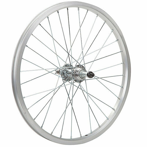 фото Колесо 20" заднее, одностенный обод 32 отв, втулка sf-a09r сталь под трещотку 6-8 скоростей, под v-brake. stg