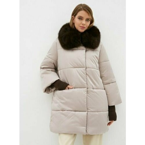 Пуховик женский, размер 52, бежевый
