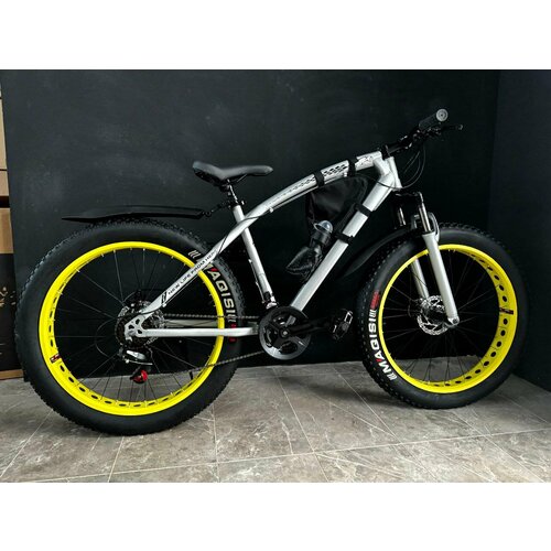 Велосипед фэтбайк FatBike 26 Richiesto На широких колёсах Вездеход Для снега и песка серо-желтый модель 2023-2024 3045000₽